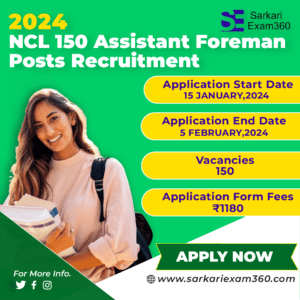 SARKARI EXAM NCL 150 FOREMAN POSTS